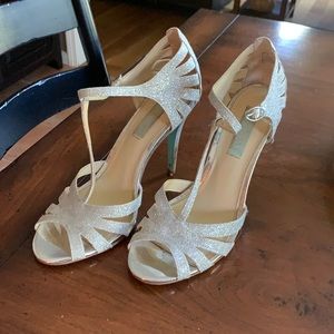 Betsey Johnson silver sparkle heel